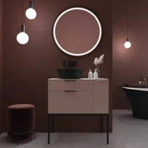 Meuble de salle de bain ELLA sur pieds 2 tiroirs-1 porte finition BLANC