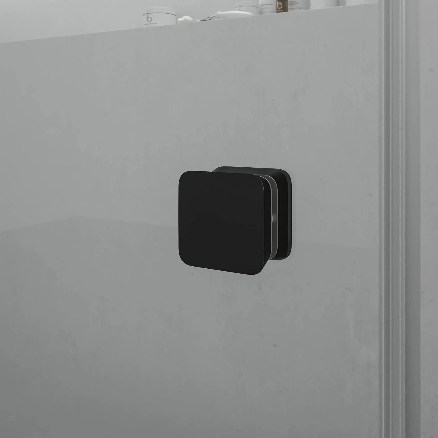 Paroi de douche frontale LIFE 1 porte fixe + 1 coulissante Verre sérigraphié 8 mm à fermeture amortie. Finition NOIR MAT – Image 6