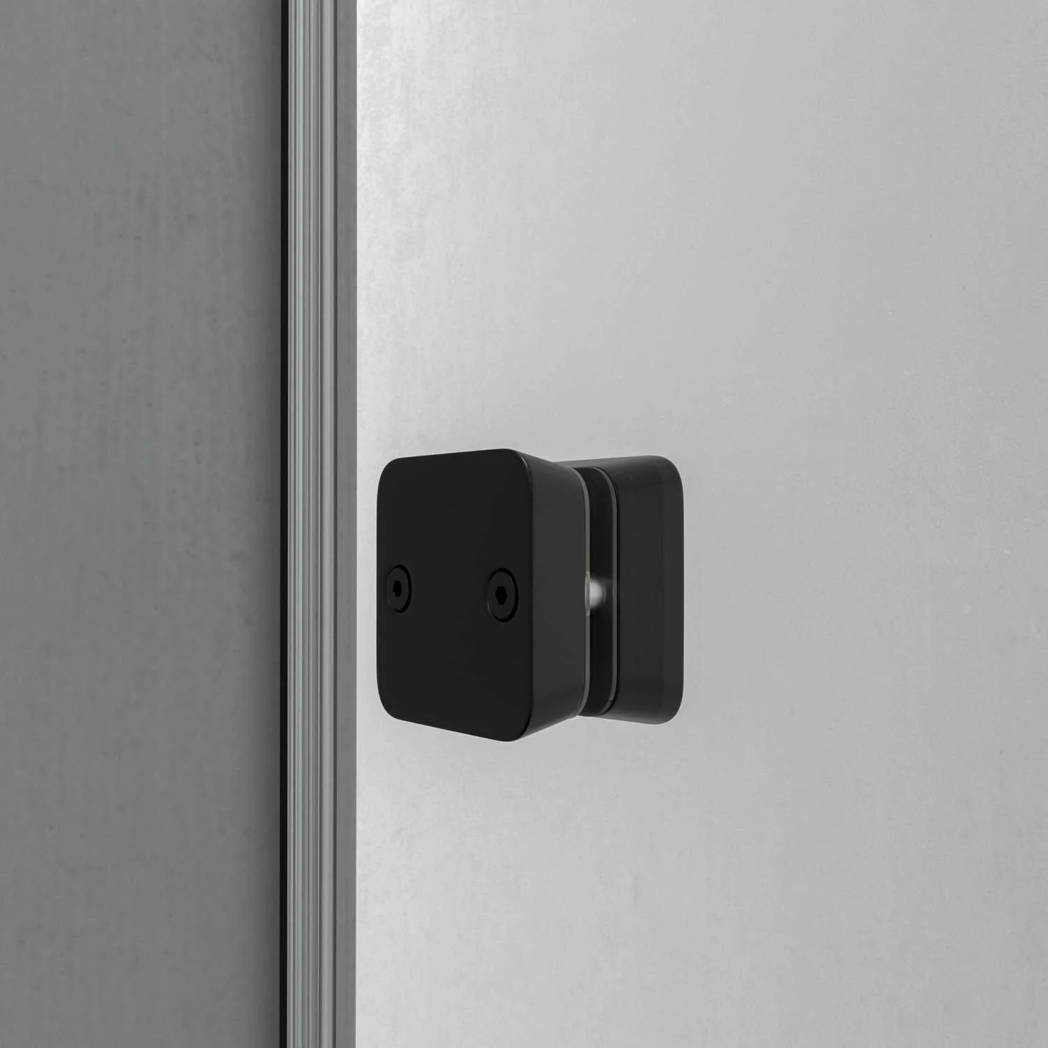 Paroi de douche frontale LIFE 1 porte fixe + 1 coulissante Verre sérigraphié 8 mm à fermeture amortie. Finition NOIR MAT – Image 7
