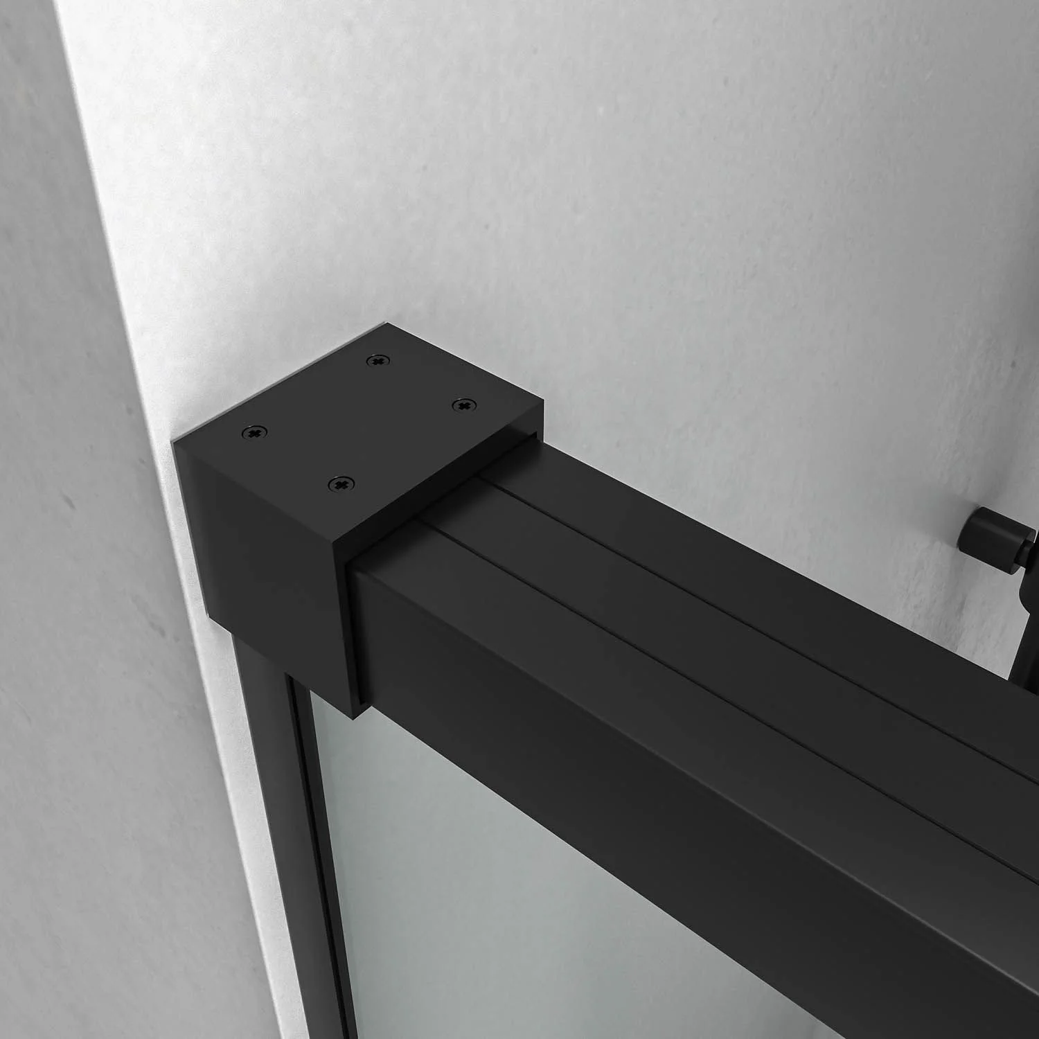 Paroi de douche frontale LIFE 1 porte fixe + 1 coulissante Verre sérigraphié 8 mm à fermeture amortie. Finition NOIR MAT – Image 10