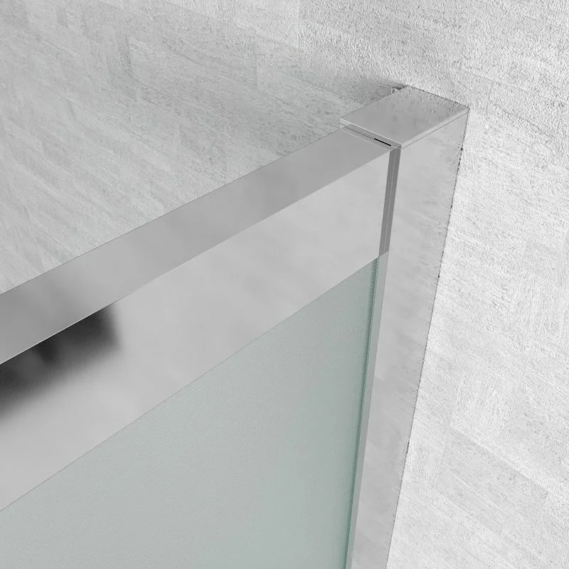 Paroi de douche avant GLISS 2 fixes -2 portes coulissantes en verre OPACO. Avec traitement anti-calcaire. Finition CHROME BRILLANT – Image 3