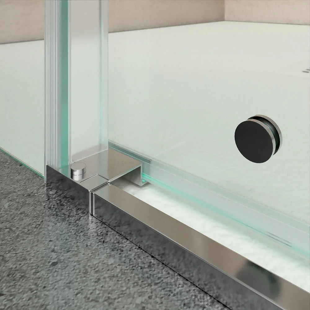 Paroi de douche carrée AXER 2 fixes – 2 portes coulissantes en verre 6 mm. ACIER INOXIDABLE – Image 4