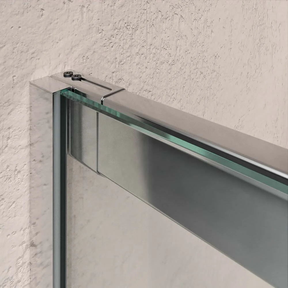 Paroi de douche carrée AXER 2 fixes – 2 portes coulissantes en verre 6 mm. ACIER INOXIDABLE – Image 5