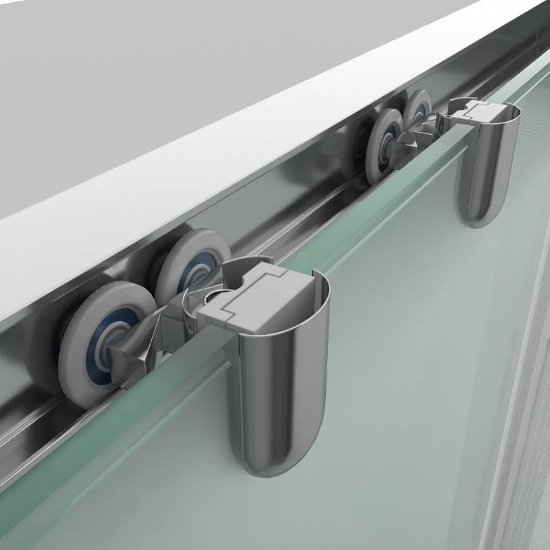Paroi de douche avant GLISS 2 fixes -2 portes coulissantes en verre OPACO. Avec traitement anti-calcaire. Finition CHROME BRILLANT – Image 4