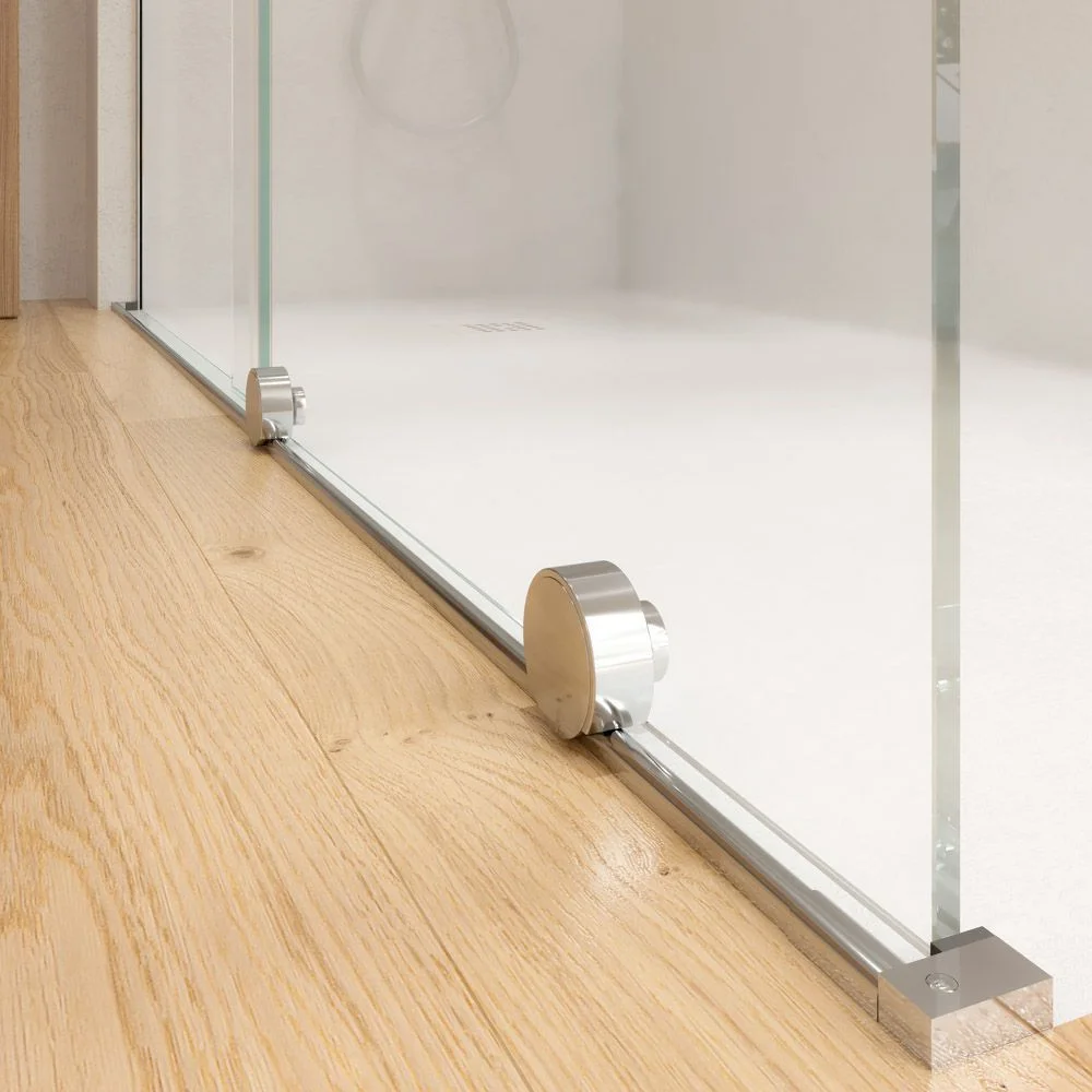 Paroi de douche frontale ouverte VERONA 1 finition fixe- 1 porte coulissante. CHROMÉ BRILLANT – Image 6