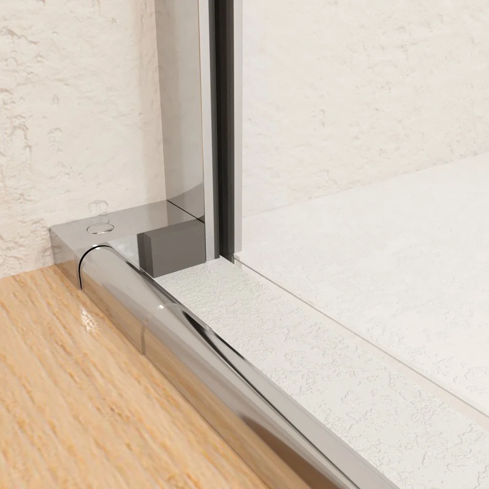 Paroi de douche frontale ouverte VERONA 1 finition fixe- 1 porte coulissante. CHROMÉ BRILLANT – Image 4