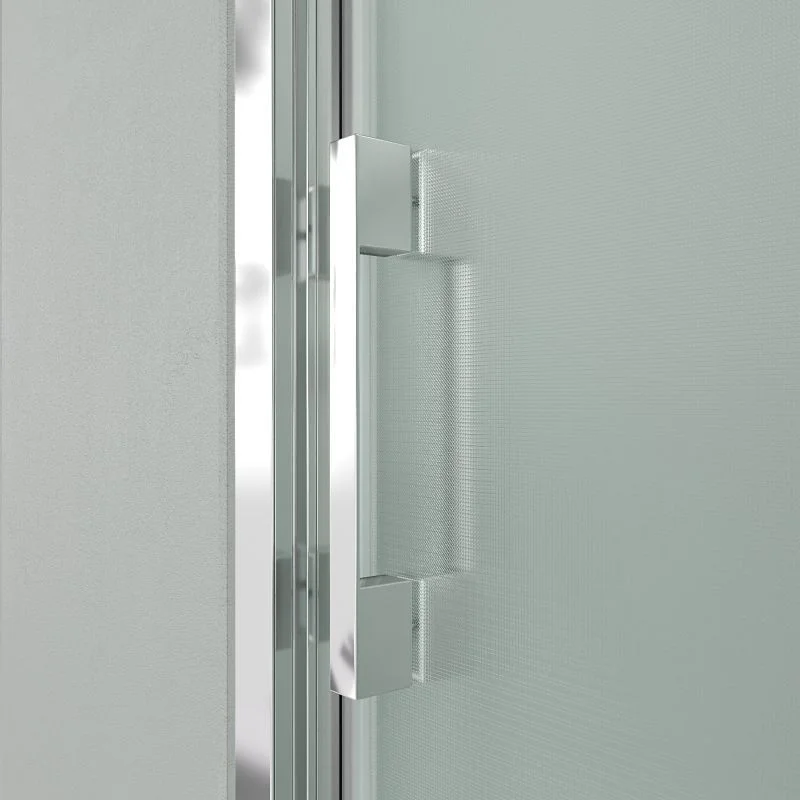 Paroi de douche avant GLISS 1 fixe -1 porte coulissante en verre OPACO. Finition CHROME BRILLANT – Image 2
