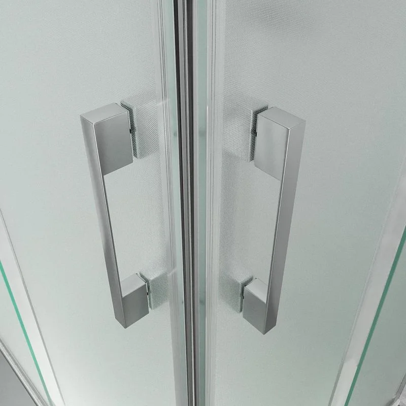 Paroi de douche avant GLISS 2 fixes -2 portes coulissantes en verre OPACO. Avec traitement anti-calcaire. Finition CHROME BRILLANT – Image 2