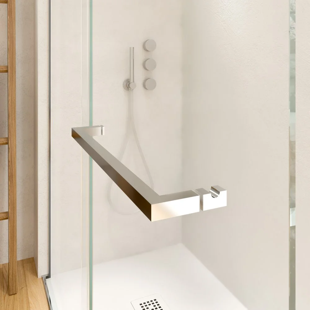 Paroi de douche frontale ouverte VERONA 1 finition fixe- 1 porte coulissante. CHROMÉ BRILLANT – Image 3