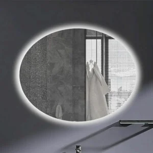 Miroir elliptique MELANGE avec lumière avec bord périmétrique GOLD