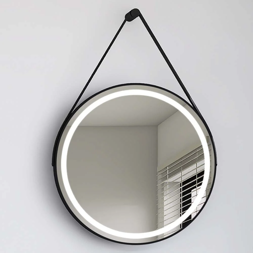 Miroir rond en CUIR avec LED périmétrique