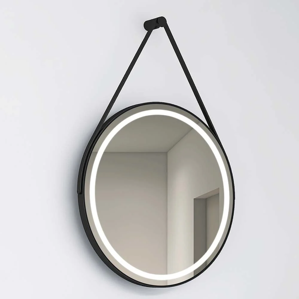 Miroir rond en CUIR avec LED périmétrique – Image 2