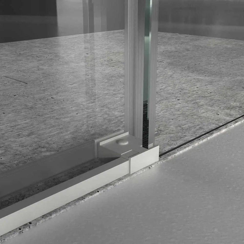 Paroi de douche frontale fixe LINEA1 -1 porte coulissante. Pas de profil inférieur. Fini GRIS CLAIR – Image 3