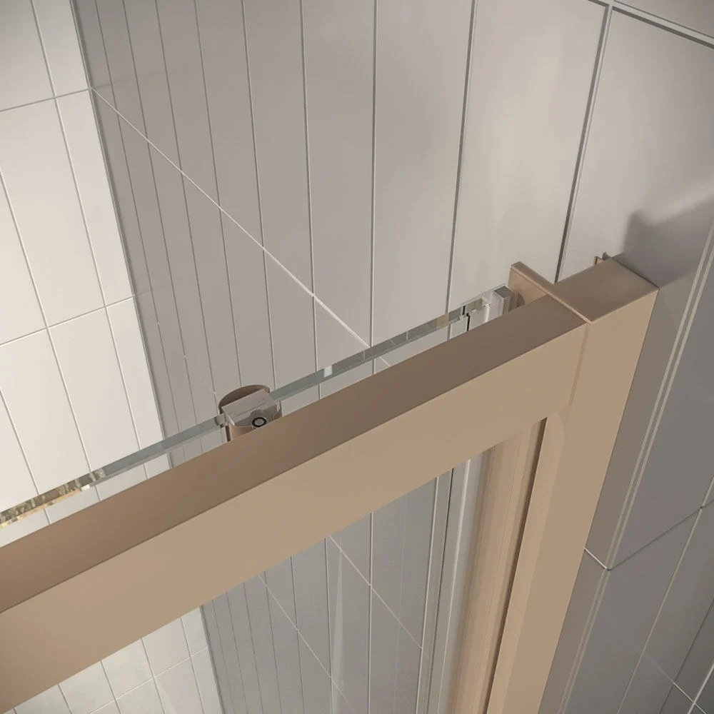 Paroi de douche frontale fixe LINEA1 -1 porte coulissante. Pas de profil inférieur. Finition MOKA – Image 2