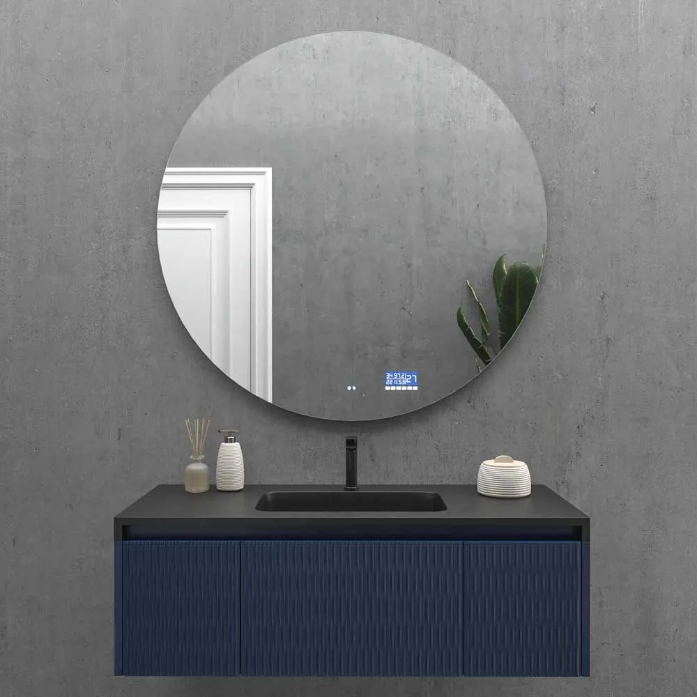 Miroir personnalisé MODENA avec lumière LED périmétrique arrière. Haut-parleurs. Anti-buée. Miroir grossissant. Horloge
