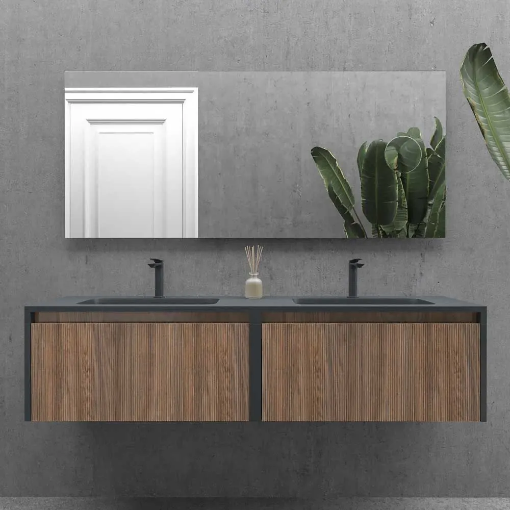 Miroir sur mesure LISEL sans lumière, bord droit. miroir grossissant