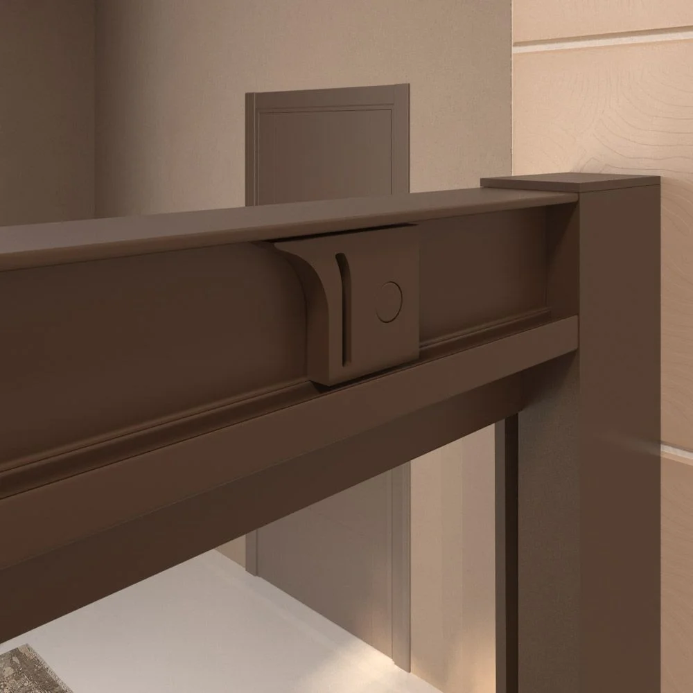 Paroi de douche frontale fixe LINEA1 -1 porte coulissante. Pas de profil inférieur. Finition MARRON – Image 5