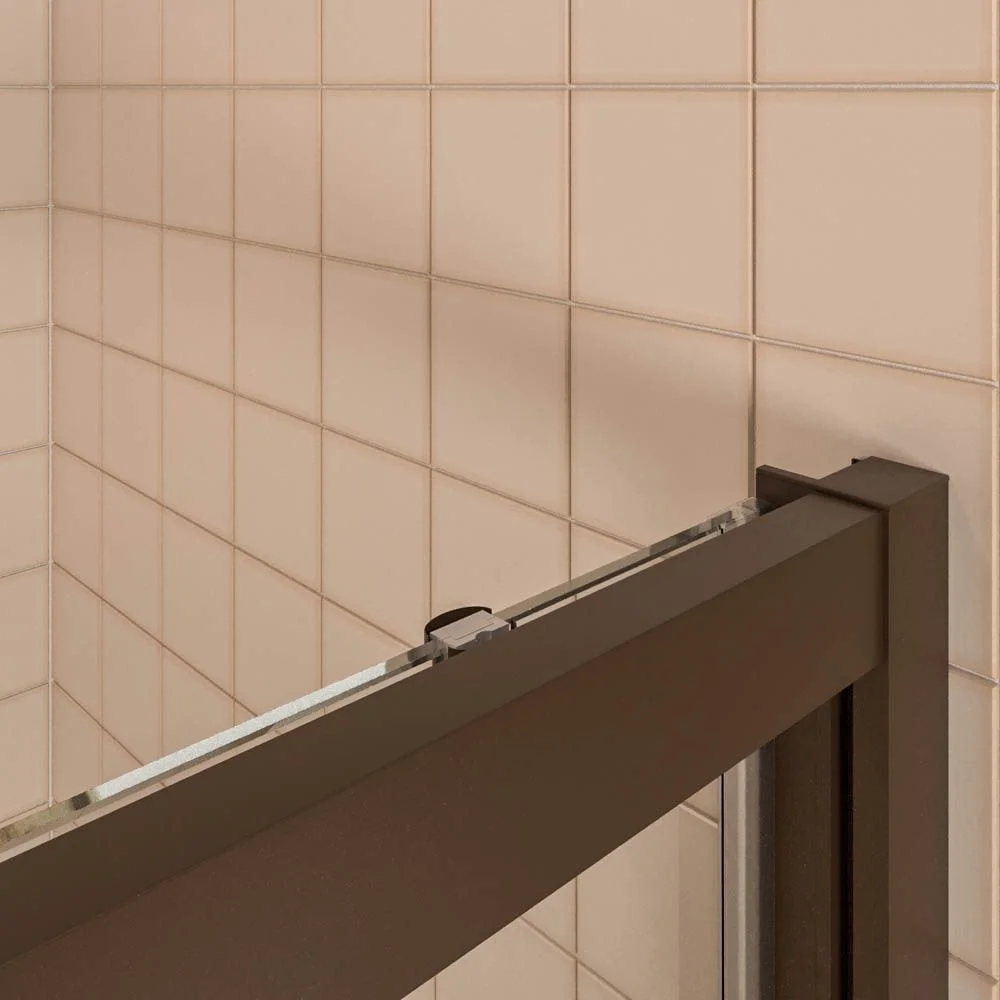 Paroi de douche frontale fixe LINEA1 -1 porte coulissante. Pas de profil inférieur. Finition MARRON – Image 3