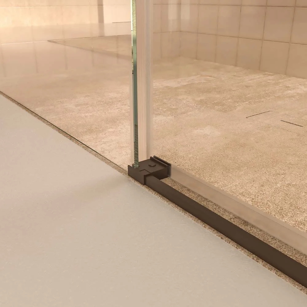Paroi de douche frontale fixe LINEA1 -1 porte coulissante. Pas de profil inférieur. Finition MARRON – Image 2