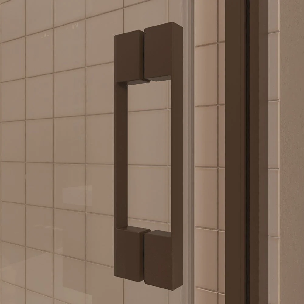 Paroi de douche frontale fixe LINEA1 -1 porte coulissante. Pas de profil inférieur. Finition MARRON – Image 7