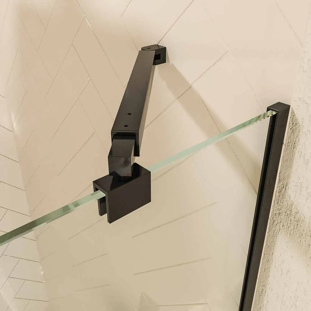 Paroi de douche rectangulaire OPEN 2 fixe – 2 portes battantes sur mesure NOIR MAT – Image 4