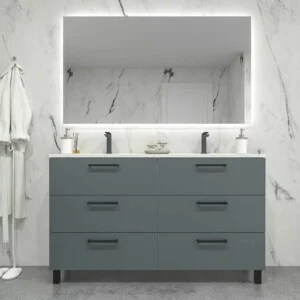 NEXO meuble de salle de bain sur pieds 6 tiroirs GRAFITO