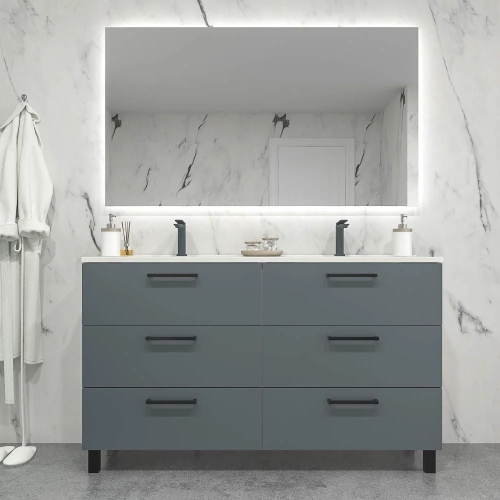 NEXO meuble de salle de bain sur pieds 6 tiroirs GRAFITO
