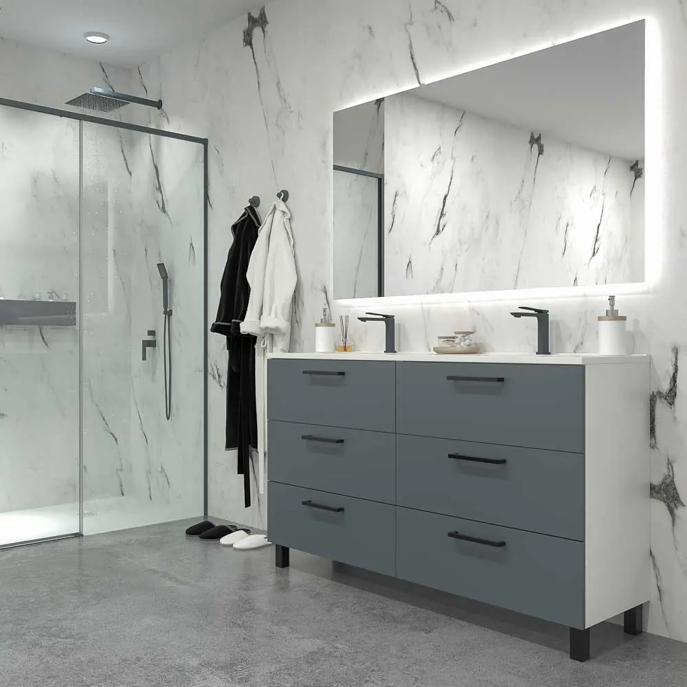 NEXO meuble de salle de bain sur pieds 6 tiroirs GRAFITO – Image 2