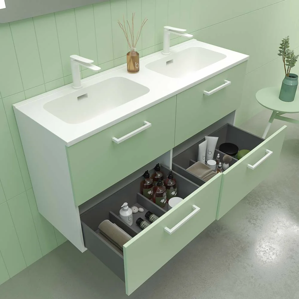 Meuble de salle de bain NEXO suspendu 4 tiroirs VERDE OPALO – Image 3