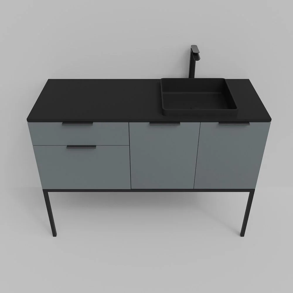Meuble de salle de bain sur pieds ELLA 2 tiroirs - 2 portes finition PERLE – Image 6
