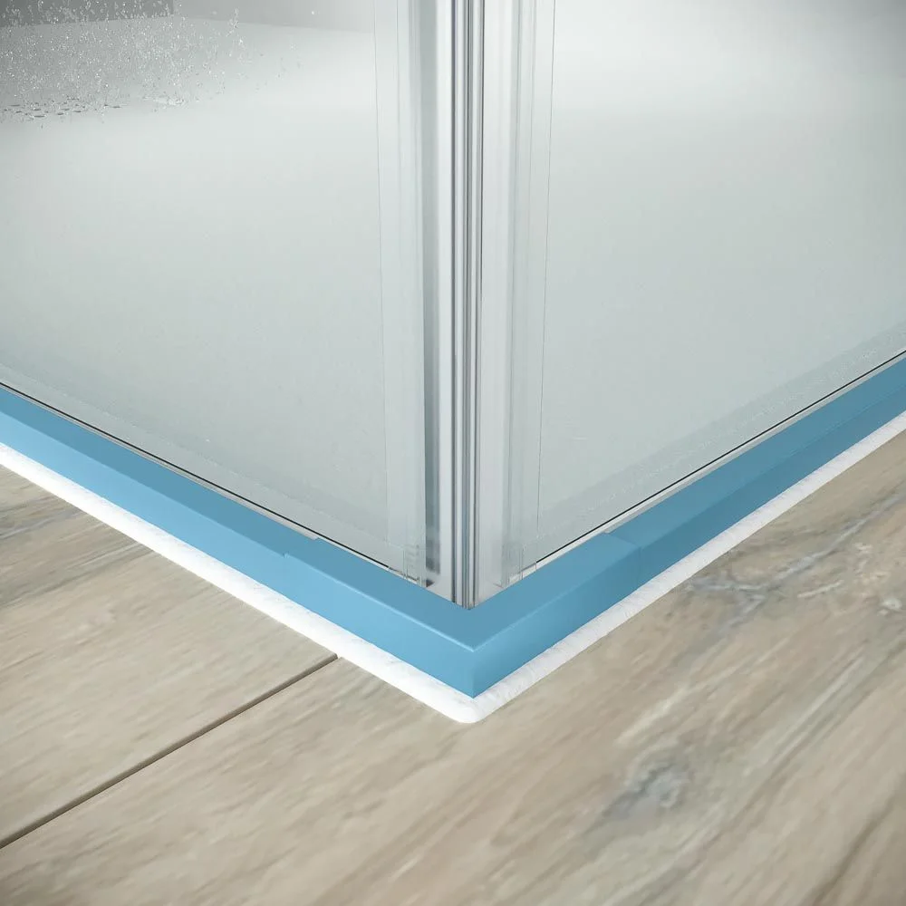 Paroi de douche rectangulaire PETRA 2 fixes – 2 portes coulissantes en verre 6 mm. ACIER INOXYDABLE finition BLEU CLAIR MAT – Image 7