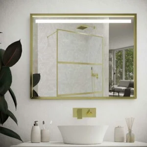 Miroir de salle de bain avec cadre en aluminium EVO, différentes finitions, éclairage frontal à LED - 80 cm x 100 cm