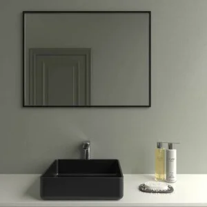 Miroir rectangulaire sans lumière LICEO cadre aluminium NOIR