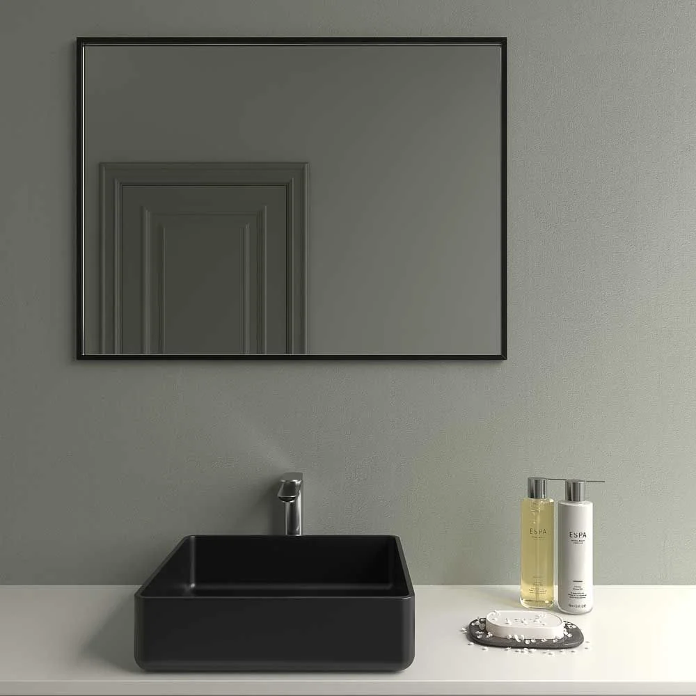Miroir rectangulaire sans lumière LICEO cadre aluminium NOIR