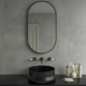 Miroir ovale NINO sans bord peint en noir clair