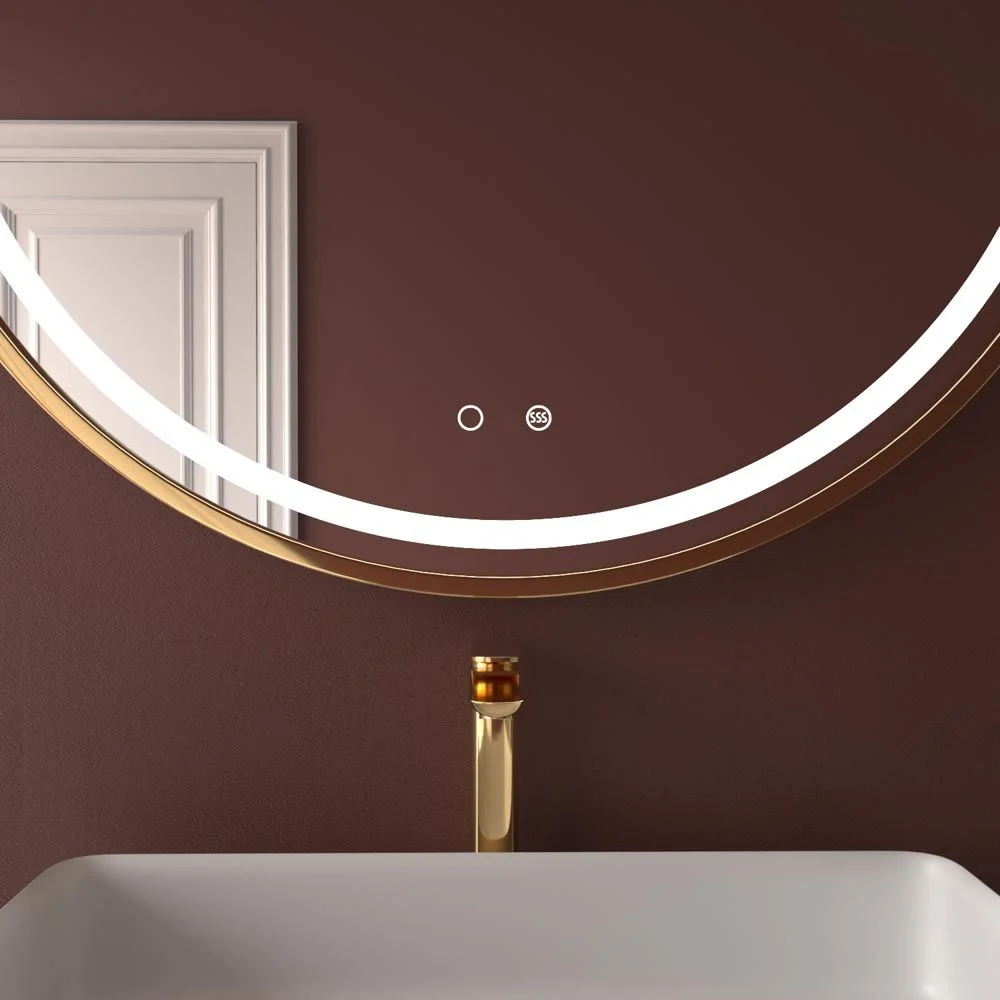 Miroir rond STATUS avant à led avec capteur tactile et anti-buée – CUIVRE MAT ALUMINIUM – Image 2