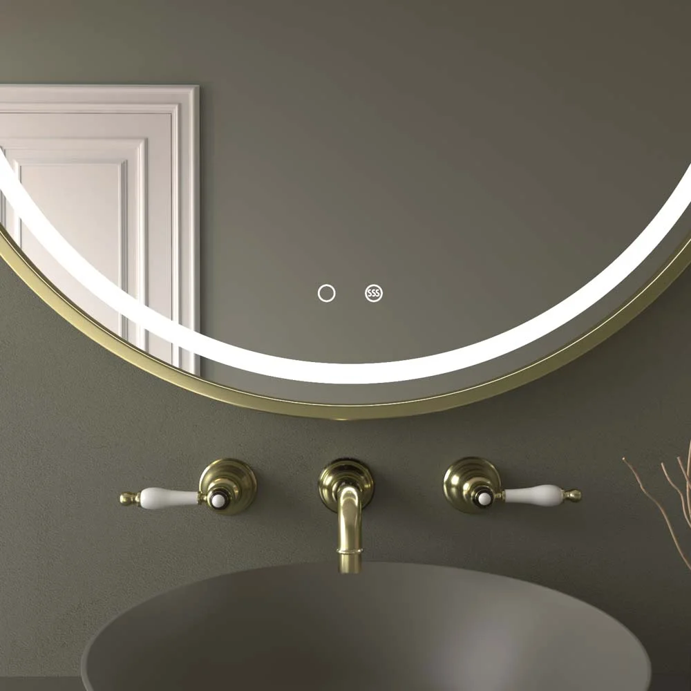 Miroir rond SOLID avant à LED avec capteur tactile et anti-buée – ALUMINIUM OR MAT – Image 2