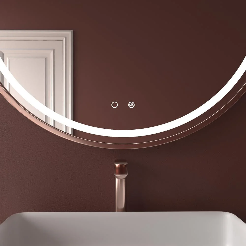 Miroir rond TRIADA avant led avec capteur tactile et anti-buée – OR ROSE MAT Aluminium – Image 2