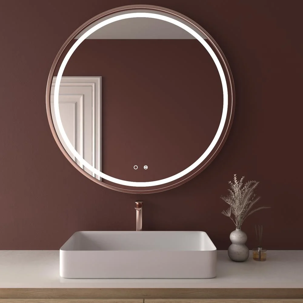 Miroir rond TRIADA avant led avec capteur tactile et anti-buée – OR ROSE MAT Aluminium