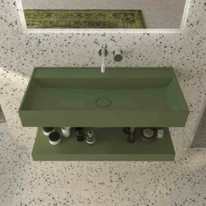 Lavabo suspendu TOTEM une vasque centrée SOLID SURFACE Reseda Vert