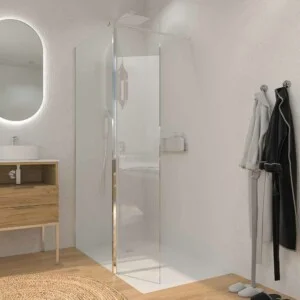Paroi de douche fixe + rabattable ZEN. Verre 8mm + 6mm. chrome brillant