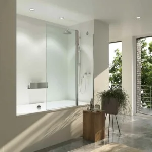 Pare-baignoire OPEN 1 fixe – 1 rabattable 125 cm CHROME BRILLANT