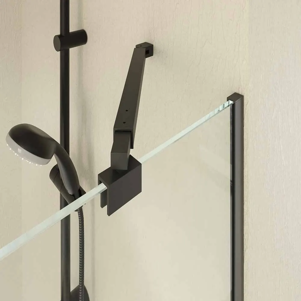 Pare-baignoire OPEN 1 fixe – 1 panneau rabattable 125 cm NOIR MAT – Image 3