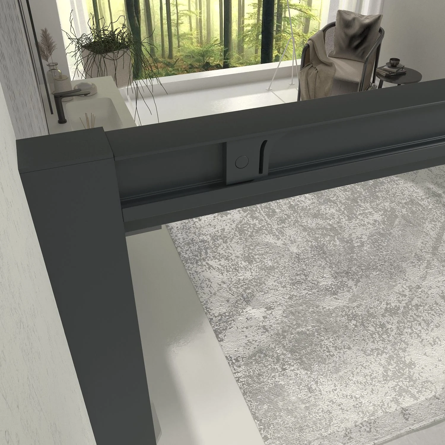 Paroi de douche frontale fixe LINEA1 -1 porte coulissante. Pas de profil inférieur. Finition GRAPHITE – Image 3