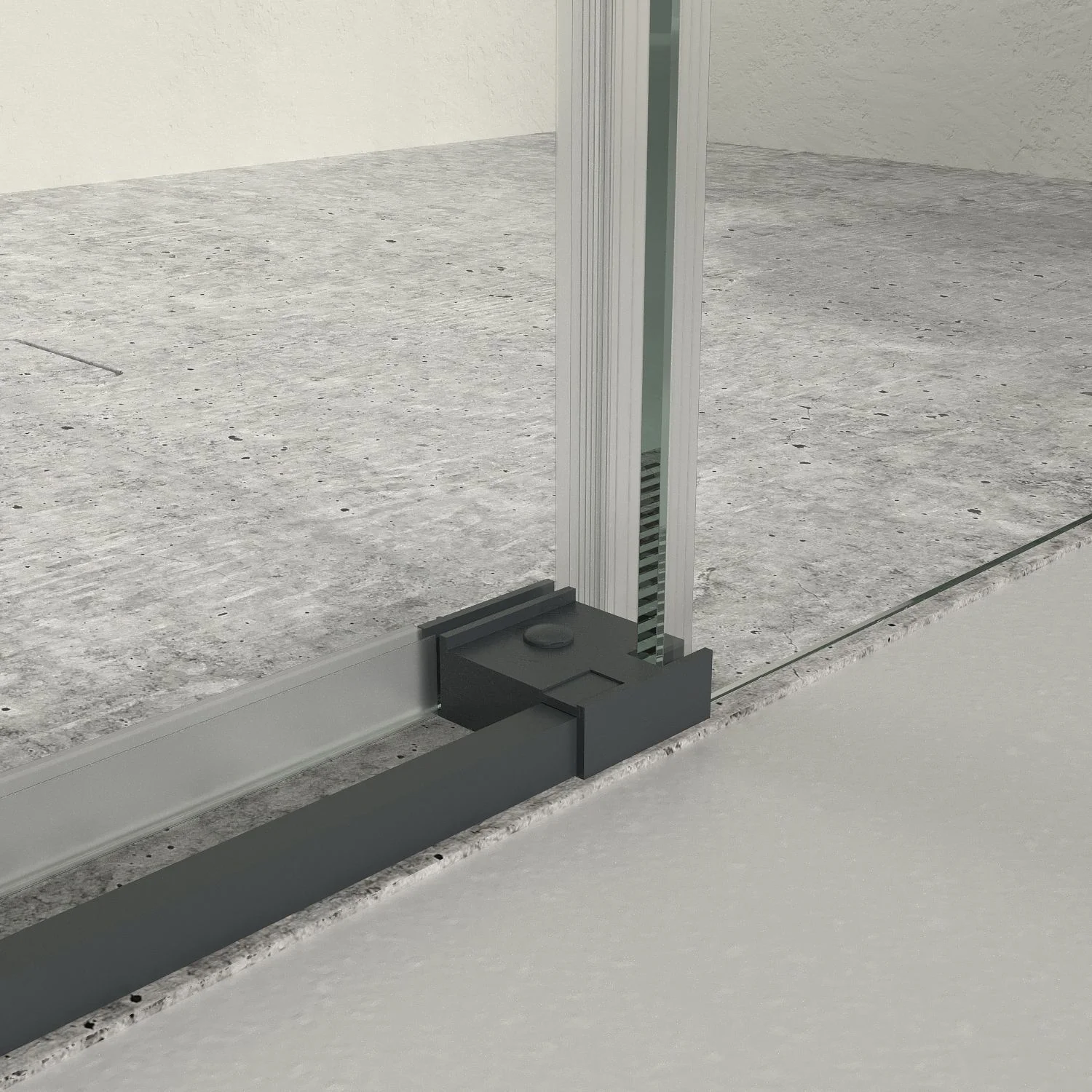 Paroi de douche frontale fixe LINEA1 -1 porte coulissante. Pas de profil inférieur. Finition GRAPHITE – Image 2