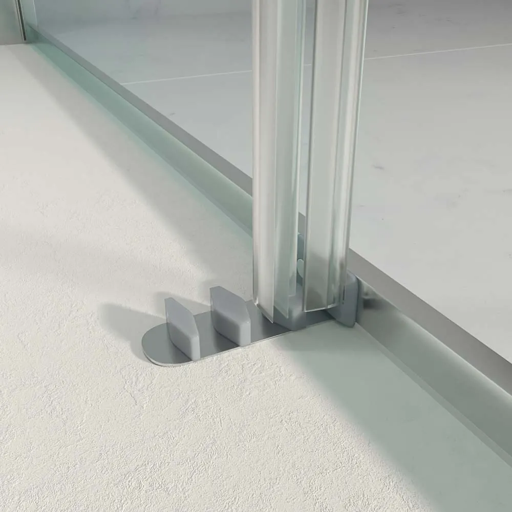 Paroi de douche frontale TRIO avec 3 portes coulissantes en verre transparent. Acier inoxidable – Image 5