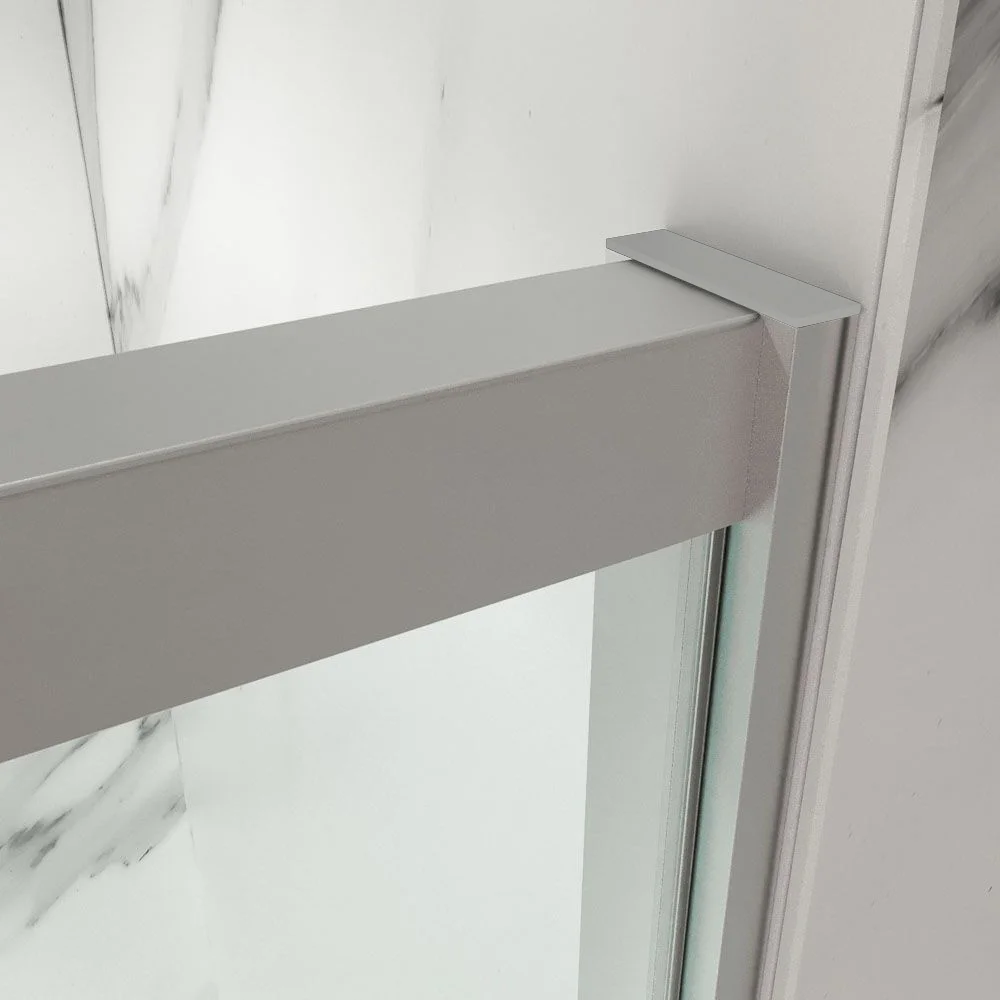 Paroi de douche frontale TRIO avec 3 portes coulissantes en verre transparent. Acier inoxidable – Image 6