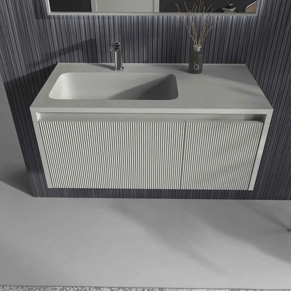 Meuble de salle de bain suspendu BINARIO avec 2 tiroirs, finition PERLADO – Image 7