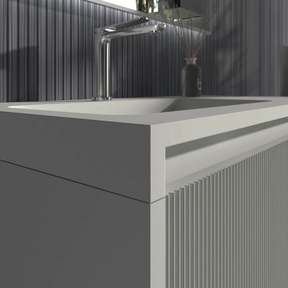 Meuble de salle de bain suspendu BINARIO avec 2 tiroirs, finition PERLADO – Image 3
