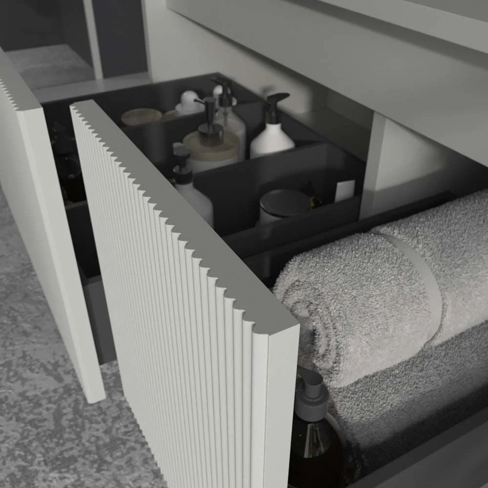 Meuble de salle de bain suspendu BINARIO avec 2 tiroirs, finition PERLADO – Image 4